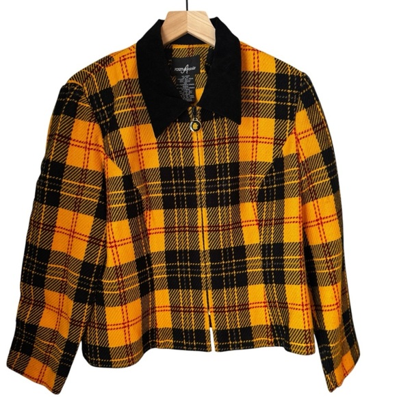 Vintage Y2K Positive Attitude Clueless Preppy Zip Up Blazer Velvet Collar Sz 12P - Picture 1 of 5